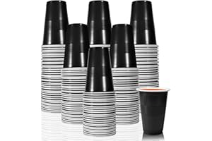 100 Pack Plastic Drinking Cups for Party, 16 Oz Black Disposable Cups Stackable Water Beer Beverage Soda Cups for Halloween B