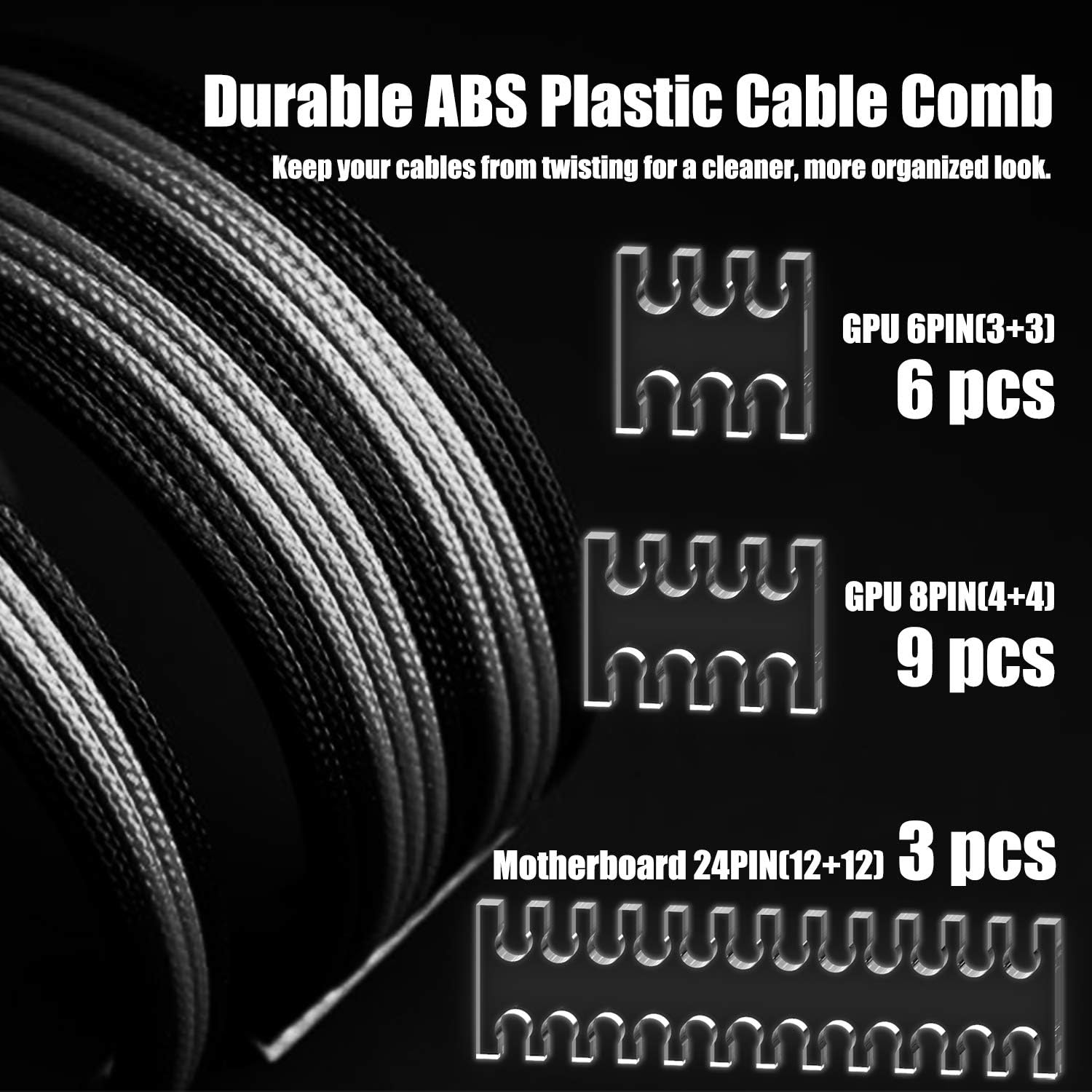 ABNO1 PSU Cable Kit Gray/white 30CM Length with Cable Combs Extension