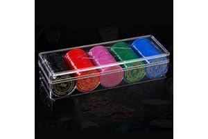 Poker Chip Case,Clear Trays 5 Grids - Clear Acrylic Chip Trays for Standard Size Chips, Clay Chips10 Total Trays, Each Holds 
