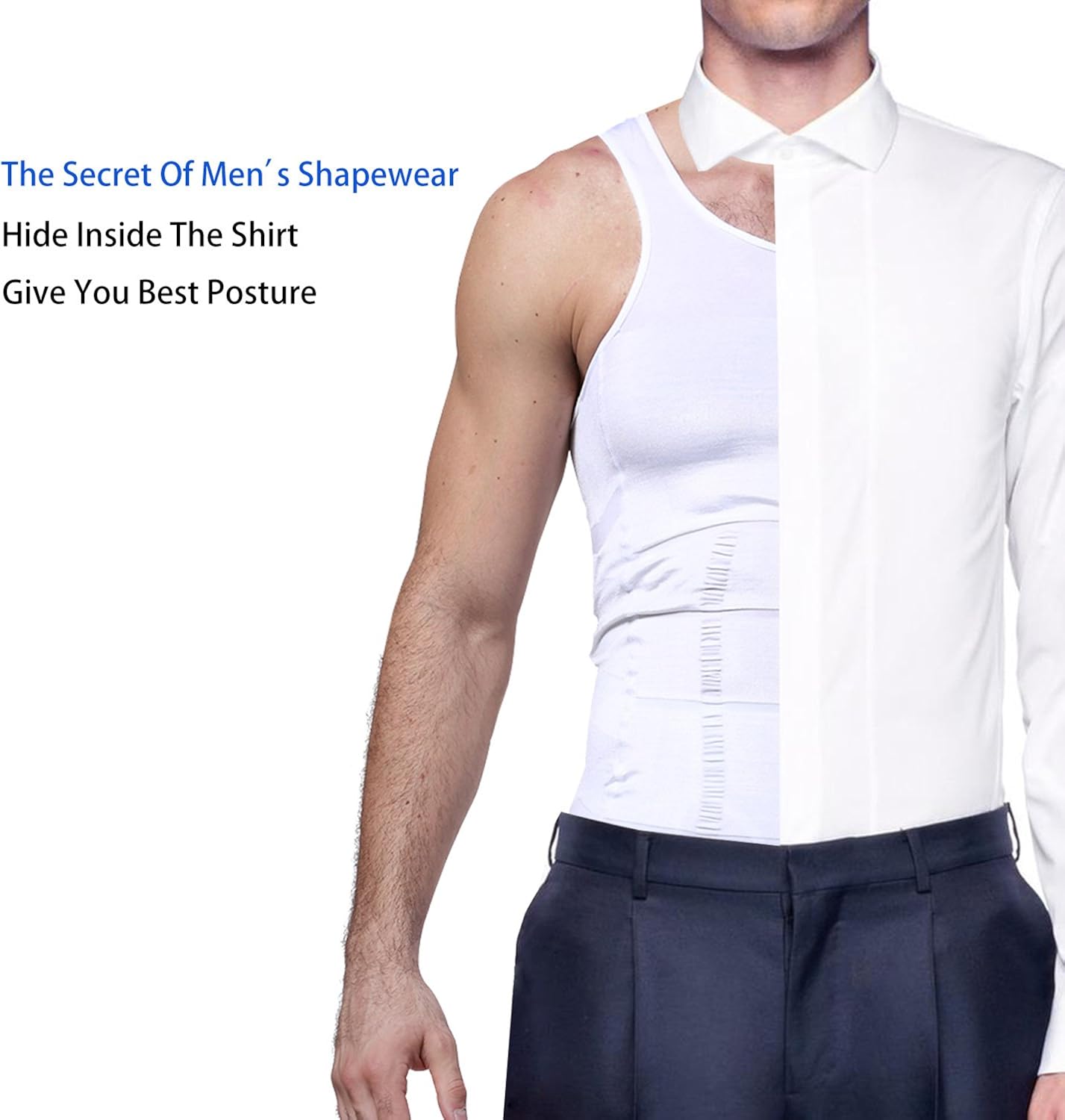 GKVK Mens Slimming Body Shaper Vest Shirt Abs Abdomen Slim at  Men’s Clothing store