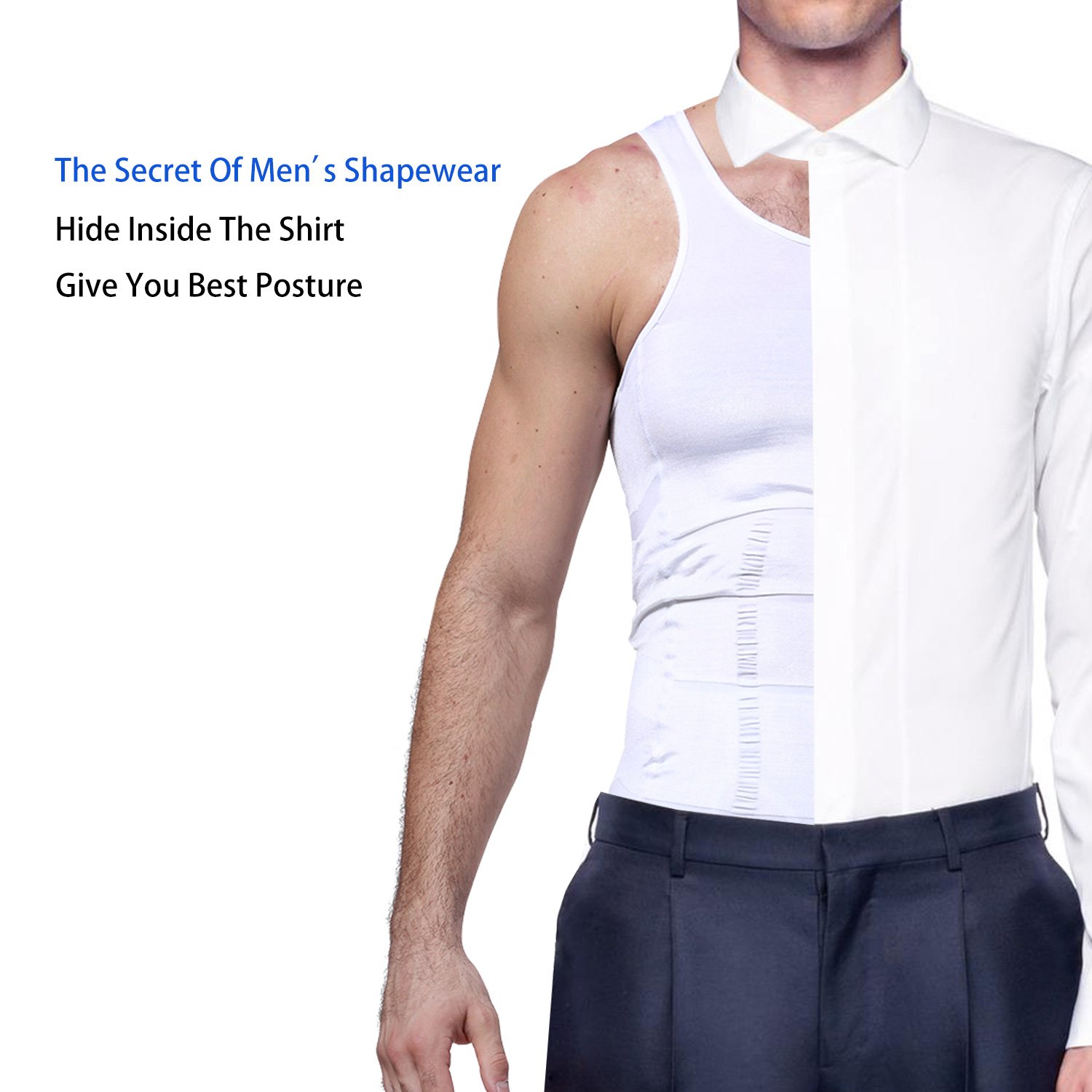 GKVK Mens Slimming Body Shaper Vest Shirt Abs Abdomen Slim BSA Soar
