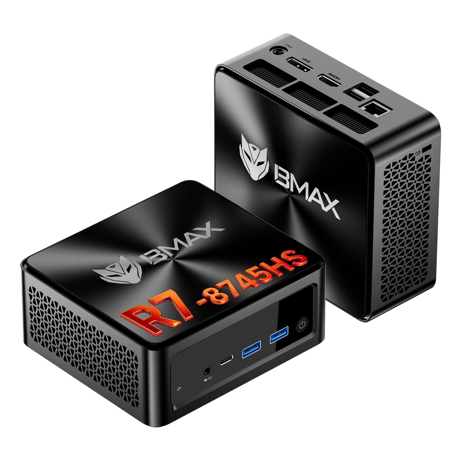 게이밍 미니 PC AMD Ryzen 7 8745HS (업그레이드 7840HS/7735HS) 최대 4.9GHz 8C/16T, 16GB RAM (256GB로 업그레이드 가능) 및 512GB M.2 NVMe SSD 데스크탑 미니 컴퓨터 오피스 홈, 2.5GbE, 트리플 8K 디스플레이 Bmax게이밍 미니 PC AMD Ryzen 7 8745HS (업그레이드 7840HS/7735HS) 최대…