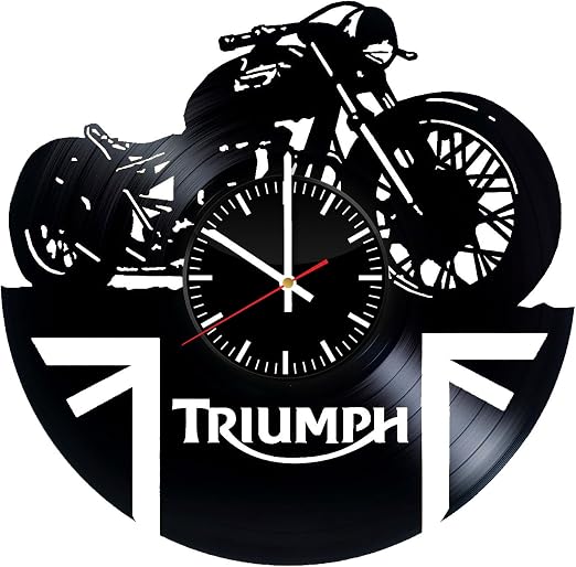 Triumph Vinyl Clock Motorcycle Bike Vinyl Records Wall Art Handmade Decor Best Original Vintage Gift For Men Women Kids Home Room Kitchen Bedroom Decoration Amazon Ca Home Kitchen