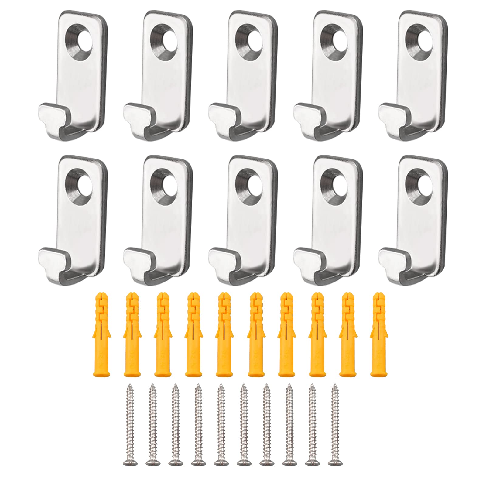 INCREWAY J-Shaped Hangers, 10 Sets Stainless Steel Mini Wall Hooks Hanger Heavy Duty Wall Mounted Hangers with Screws for Mirror Picture Frames Hanging — image 1