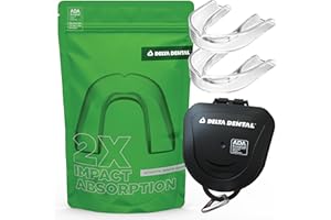 Delta Dental Athletic Sports Mouth Guard - ADA Accepted - 2X The Impact Absorption of Traditional mouthguards for Contact Sports - Works with Braces (Adult, Clear) 2 Pack