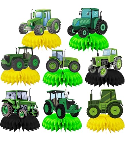 Sursurprise Tractorfeestdecoraties, 200 stuks tractor-tafelconfetti, groen- geel, boerderijtractor, verjaardagsfeestaccessoires
