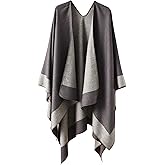 YnimioAOX Women's Shawl Wrap Poncho Sweater Open Front Cape for Fall Winter