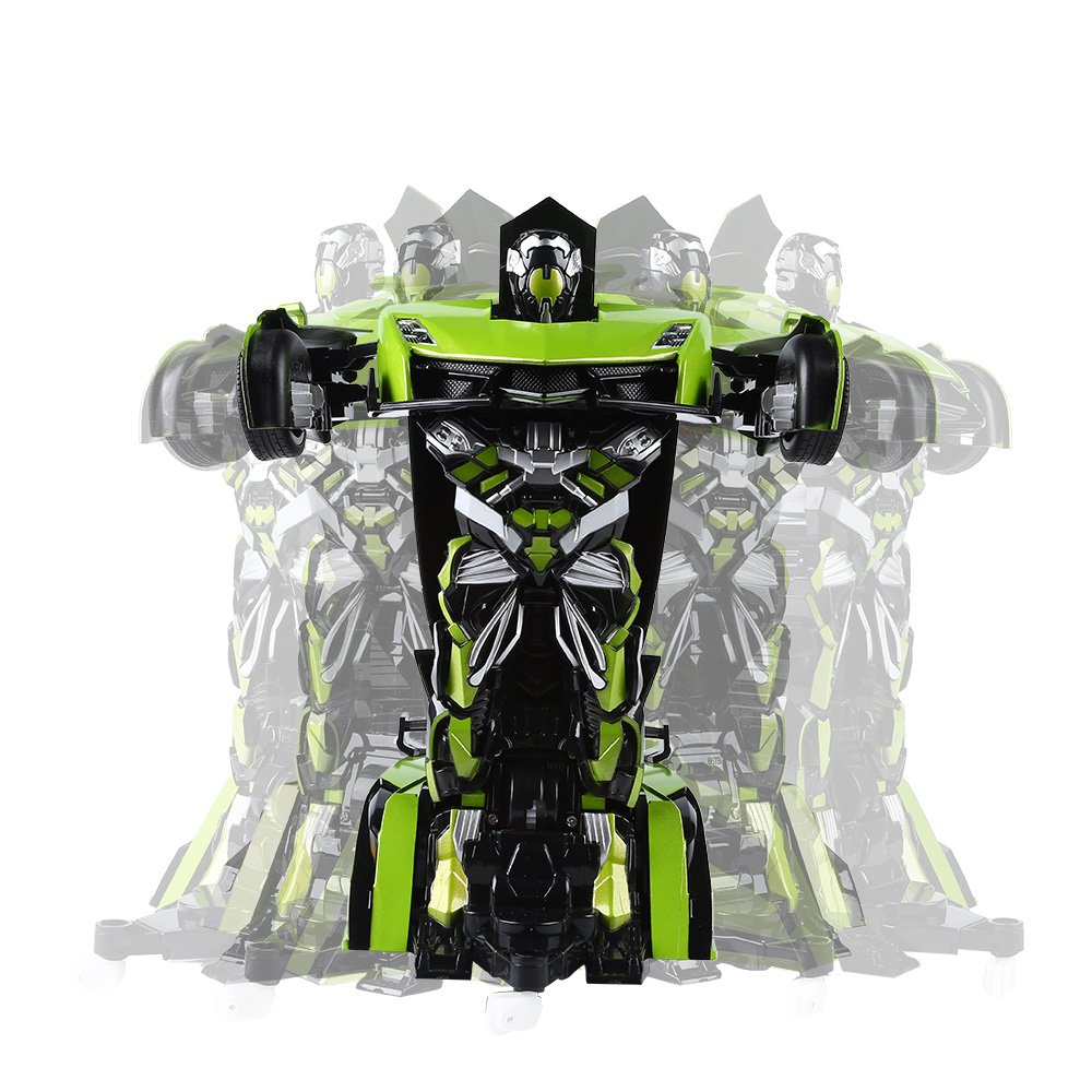 SainSmart Jr. 1:14 Large RC Car Robot, 2 in 1 Remote Control Electronic Vehicles with Transforming and Realistic Engine Sound for 8+ Years Boys Kids, Green