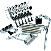 Eddaray Double Rocking Tremolo Bridge, 6 String Electric Guitar Spring Stabilizer Device Double Vibrato System Tailpiece Saddle Playing Accessories Replacement (S1000 Chrome, 43mm String Lock Length)
