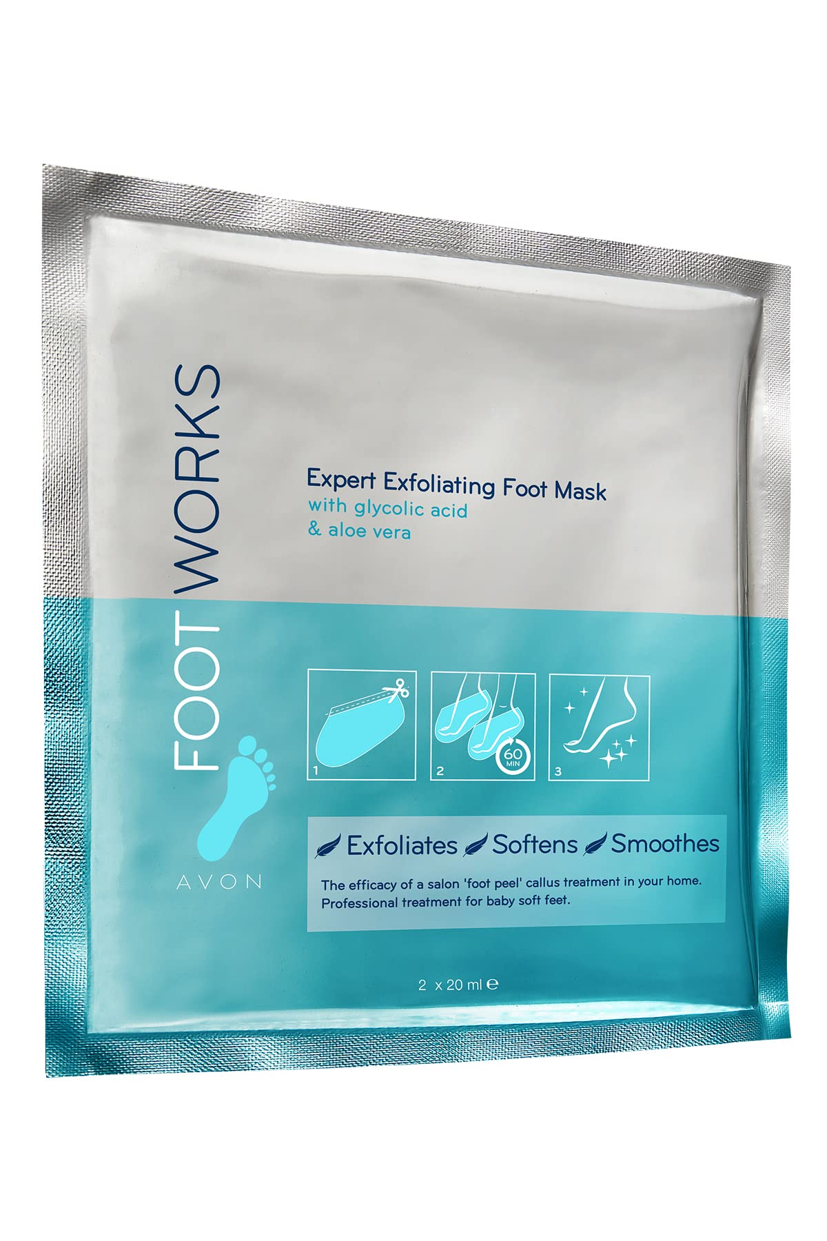 Avon Footworks Expert Exfoliating Foot Mask with glycolic acid & aloe vera