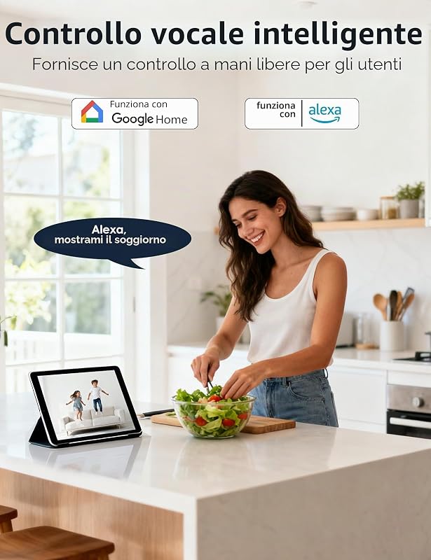 Telecamera Wi-Fi Interno, 1080P FHD Videocamera Sorveglianza per Neonati/Animali con Rilevamento Movimento e Sonoro AI, Visione Notturna, Audio Bidirezionale, Alexa e Google Home,2-pack