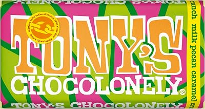 Tony's Chocolonely Milk Chocolate Pecan Crunch Bar 180g Gift Vegetarian