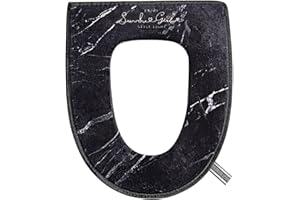 CHZJ Duoduo Toilet Seat Cover with Zipper, Washable Standard Toilet Lid Cover with Handle, Soft Thicken Warm Cover Pad Cushion for Bathroom, Fits All Elongated (Oval) Toilet Seats (Black)