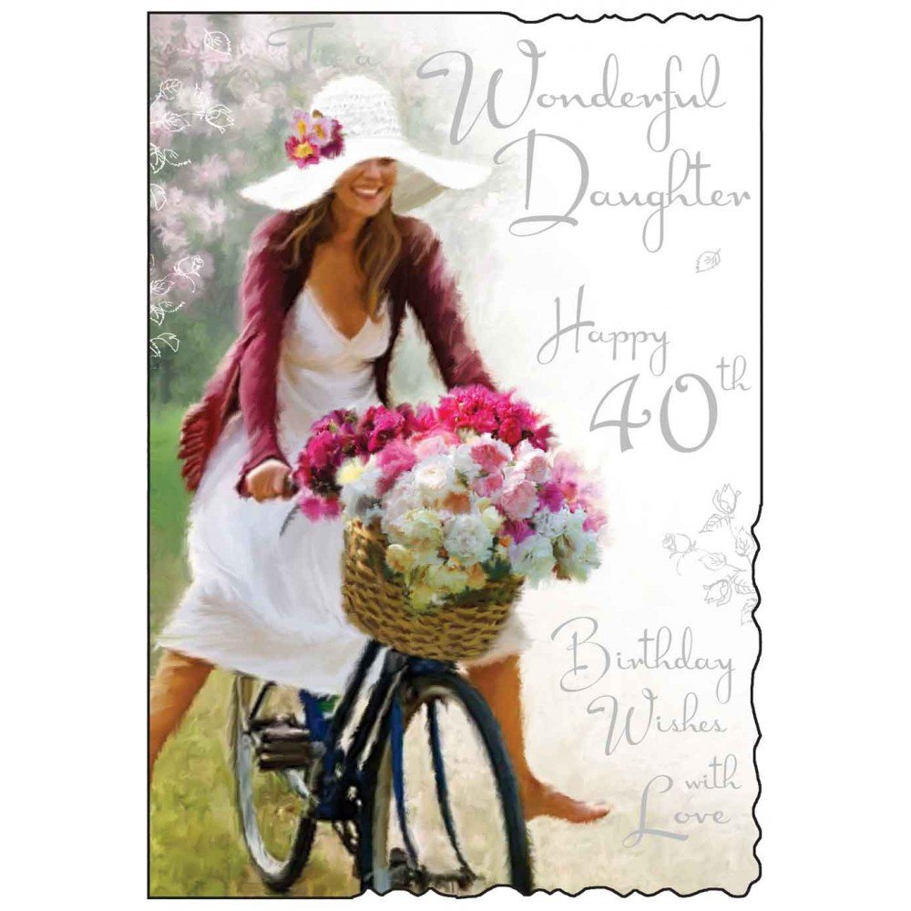 Wonderful Daughter Happy 40th Birthday Card - Cycling Design JJ by Jonny Javelin