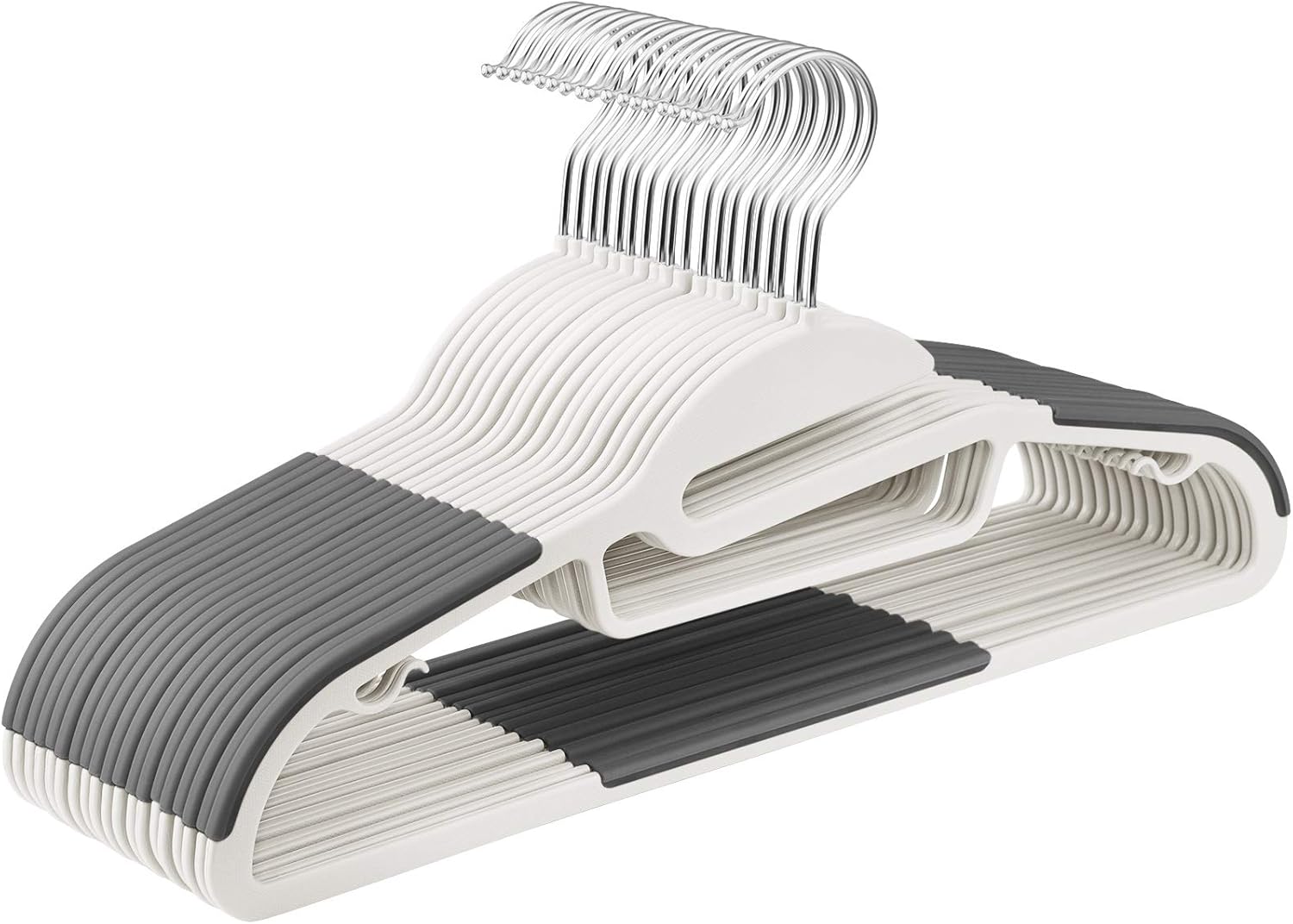 SONGMICS Plastic Clothes Hangers CRP041WG02 with U-shaped Opening, Non-Slip and Space-Saving, 0.5 cm Thick, 41.5 cm Wide