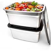 2 PCS Stainless Steel Food Storage Containers(94oz) with Lids Leak Proof & Airtight | Stainless steel freezer Containers,Airtight Bento Lunch Box,For Meal Prep,Fruit,Freezer