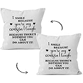 HIWX Funny Cousin Gifts Pillow Covers 18x18 Double-Sided, Cousin Gift for Women Men Male Female, Gifts for Cousins Decorative Pillow Covers for Couch Bed Home Bedroom Decor