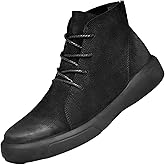 Mens Mid-Top Lace-Up Leather Chukka Ankle Boots Casual Comfortable Round Toe Non-Slip Shoes for Walking Outdoor Hiking