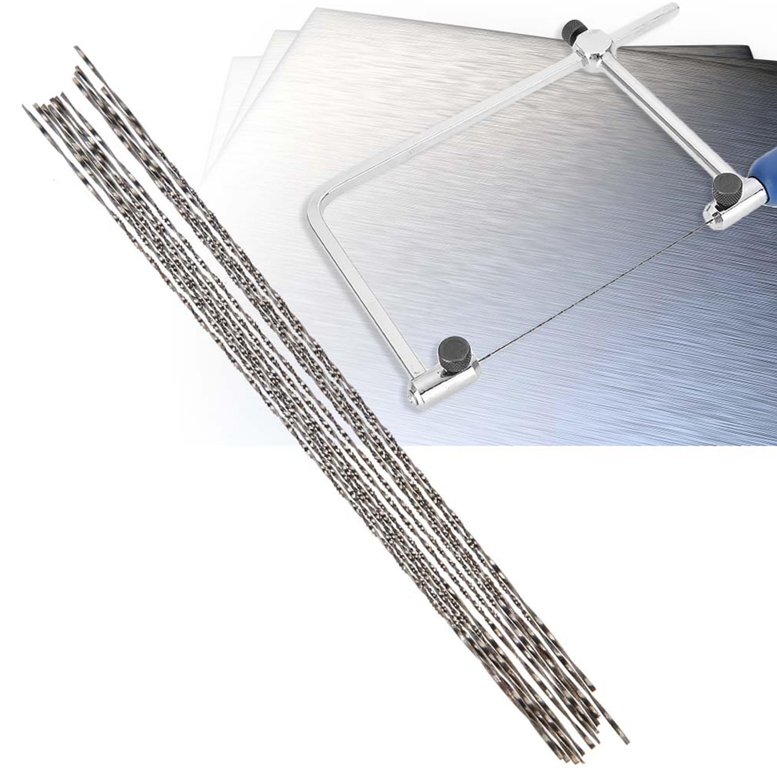 12PCS Scroll Saw Blades, Wood Saw Blades, Spiral Teeth Wood Metal Plastic Cutting High Carbon Steel, 5.12 Inch, for Wood Metal Plastic Cutting Sawing Carve (4# Saw Blade)