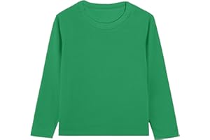 NODARSHES Toddler Boys Long Sleeve T-Shirts Cotton Crewneck Tees Soft Basic Solid Color Layering Warm T-Shirt Top, Tagless Neckline