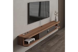 Pmnianhua Floating TV Shelf, 47'' Wall Mounted TV Stand Floating TV Console Media Entertainment Under TV Shelf for Bedroom Livingroom (Walnut)