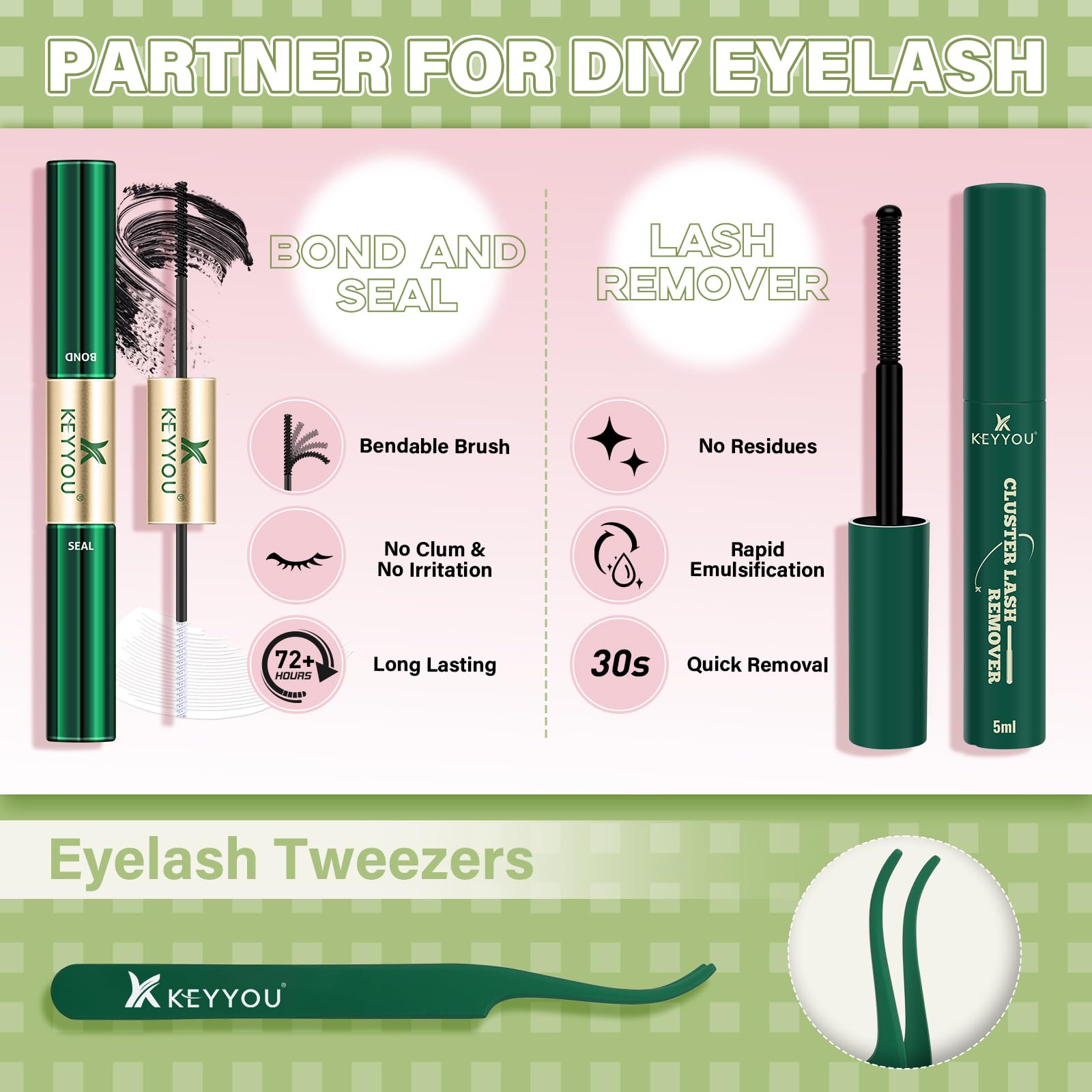 KEYYOU Fairy Lash Clusters Kit, Manga Eyelash Extension Kit at Home, D Curl, Wispy Natural Invisible Band Lash with Waterproof DIY, Fairy-D-8-18MIX, 144 pcs