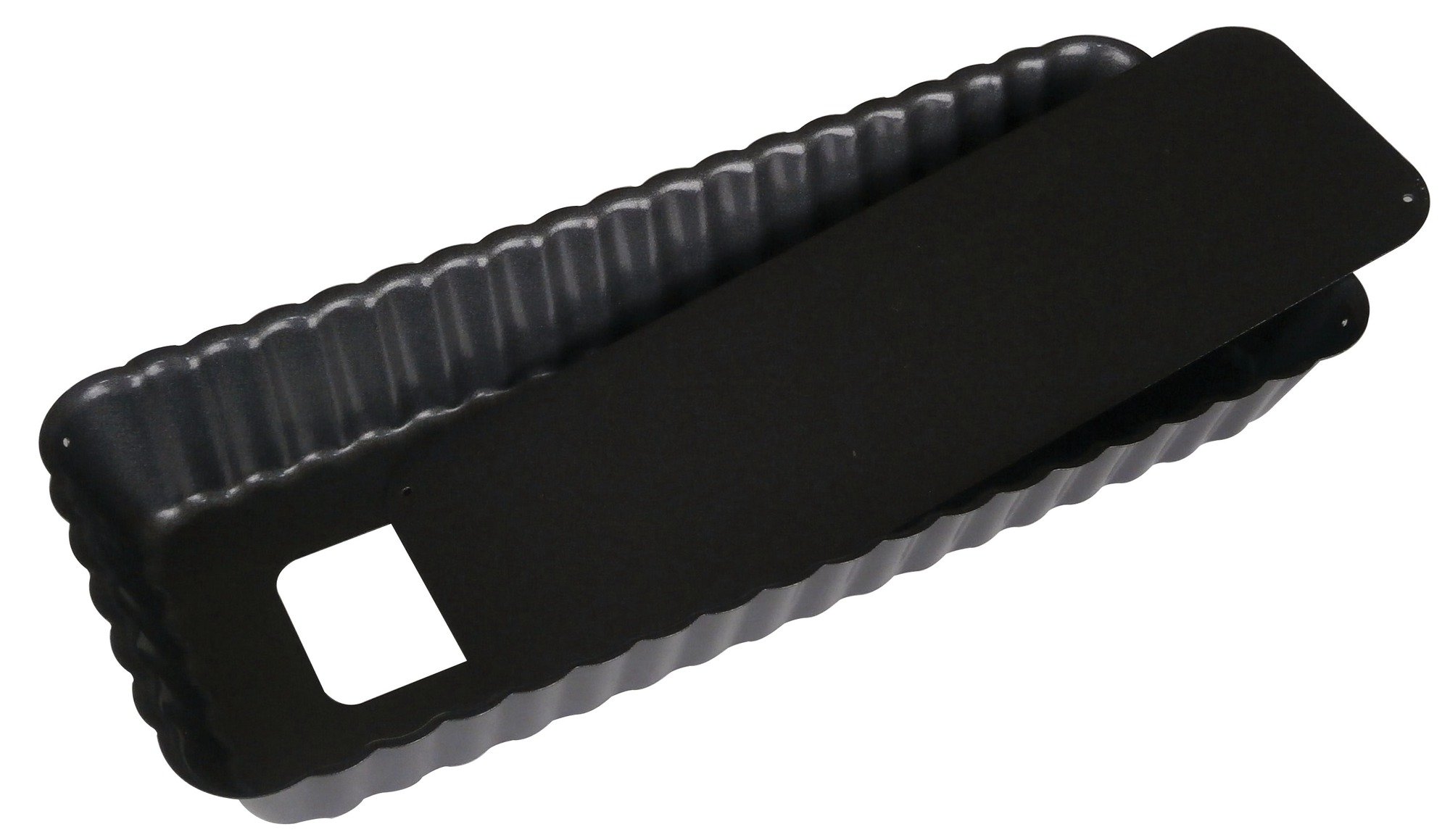 De Buyer Rectangular Fluted Tart Mould with Loose Base - 200x80x27mm