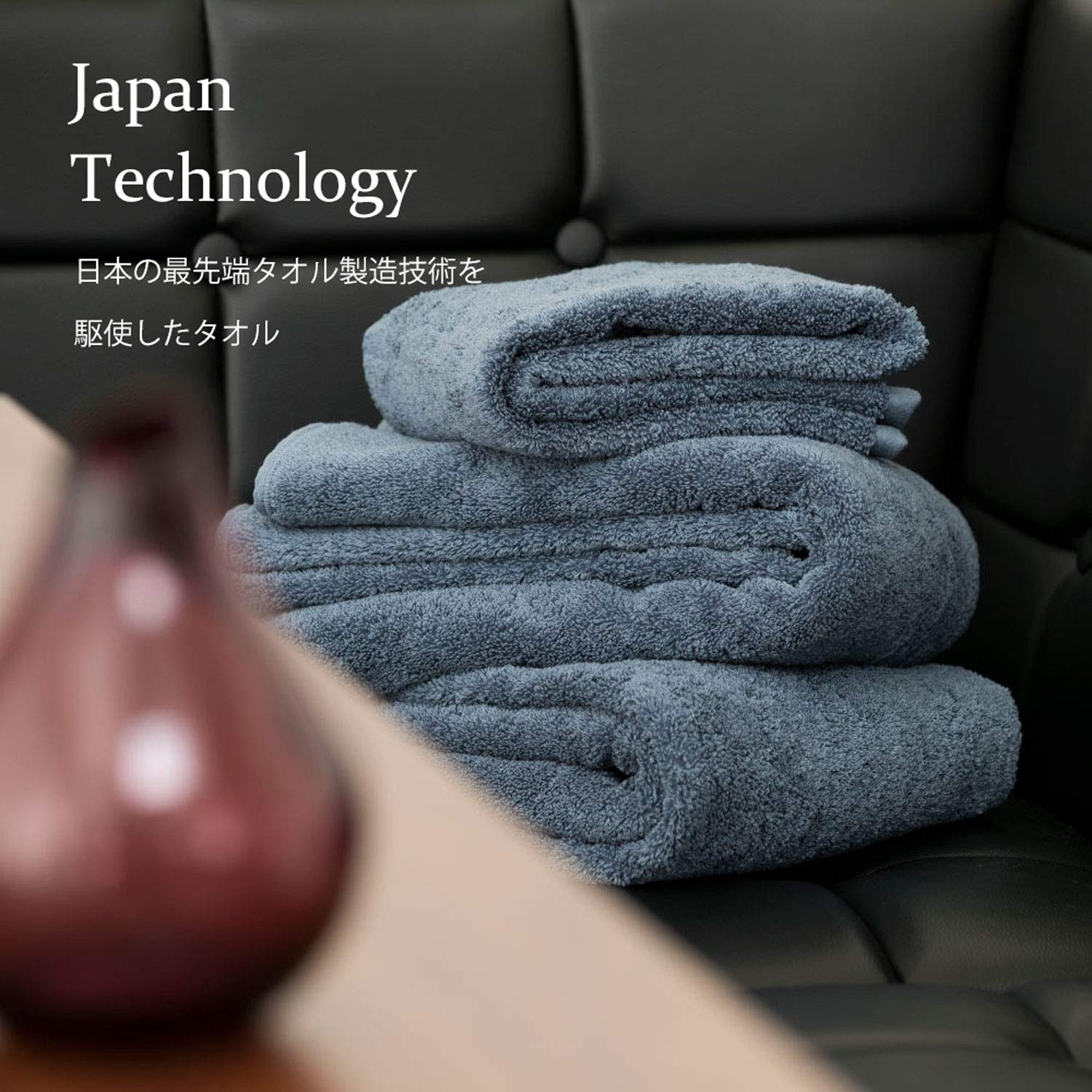 Kenkyujo Towels Volume Rich #003 Bath Towel, Set of 4, Fluffy, Hotel Specifications, Rapid Absorption, 100% Cotton, Durable, Less Shedding, Available in 10 Colors, Japanese Technology, Charcoal Gray