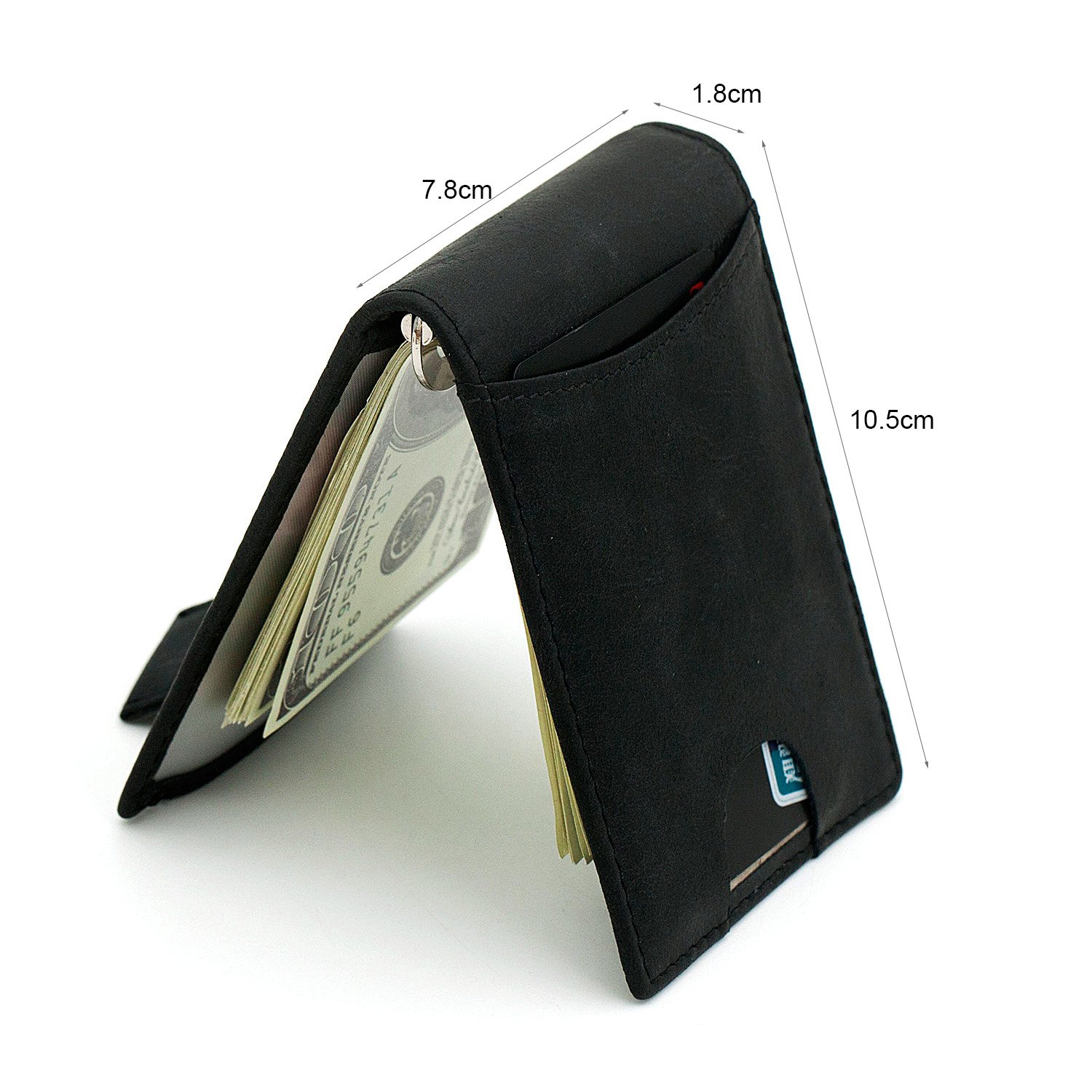 RFID Blocking Ultra Slim Leather Thin Minimalist Pocket Wallets for Men Money Clip