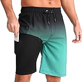 zeetoo Mens Swim Trunks with Compression Liner 9" Inseam Quick Dry Swim Shorts with Zipper Pockets Bathing Suit