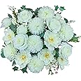 LA.PONEE Premium Artificial Flowers, White Silk Flower Bouquets, Ivory Fake Flowers Decoration, Faux Floral Arrangements for Wedding Bridal Bouquets, Home Decor, Baby Shower, Table Centerpieces