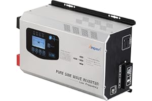 AMPINVT 3000W Peak 9000W Pure Sine Wave Power Inverter 3000 watts Continuous DC 12V AC to 110V RV Converter with Battery AC Charger LCD Display,Low Frequency Solar Inverter