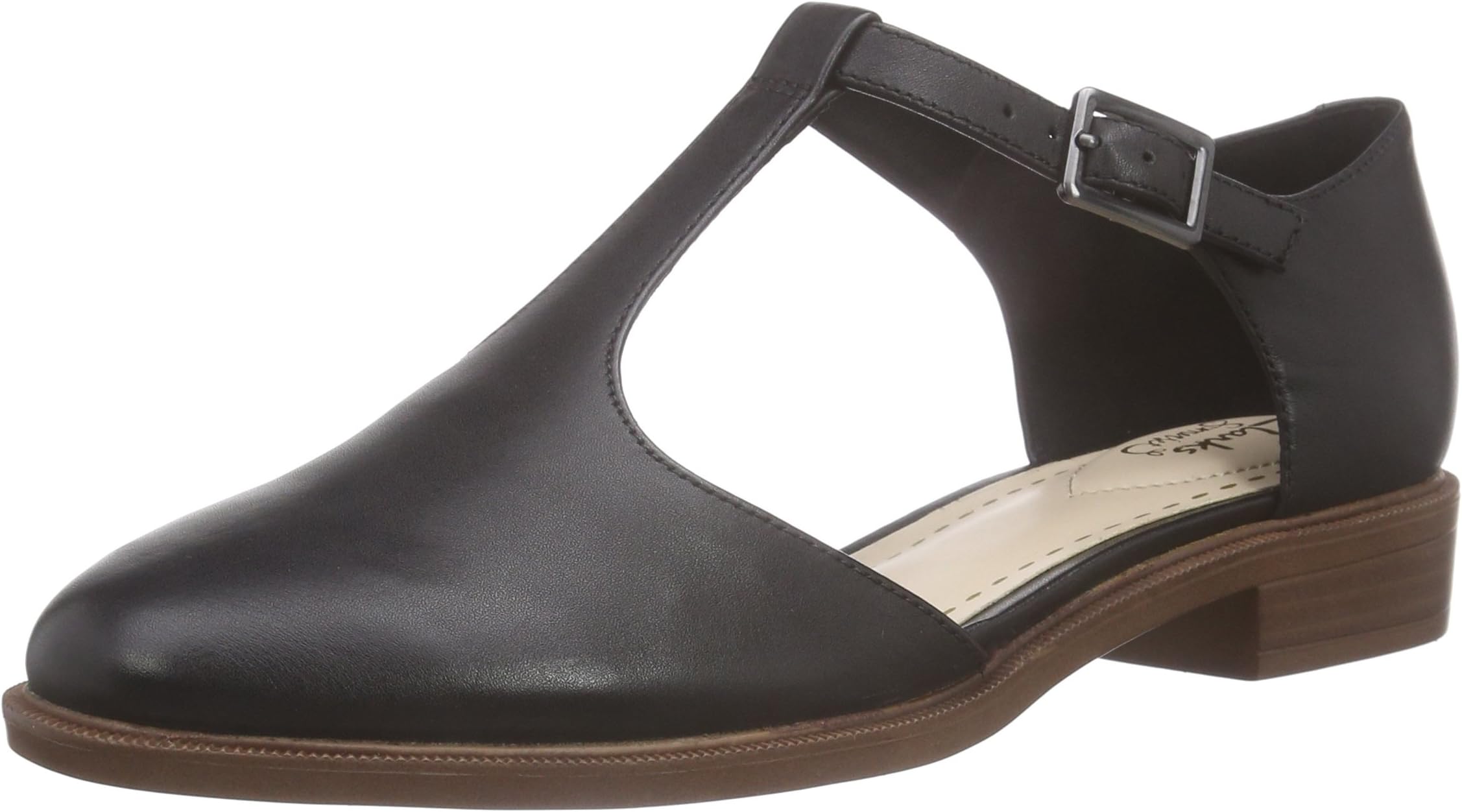 Clarks Women's Taylor Palm T-Bar Sandals Black 3 D UK
