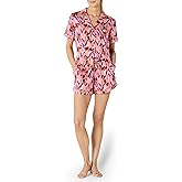 Amazon Essentials Women's Satin Short Sleeve Button-Down Top and Short Sleepwear Pajama Set
