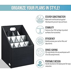 Adir Blue Print Storage Organizer Cart - Wooden
