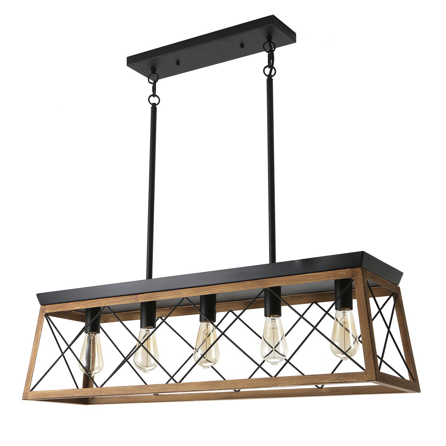Buy Luupyia Farmhouse Rectangular Chandelier Rustic, 5Lights Kitchen