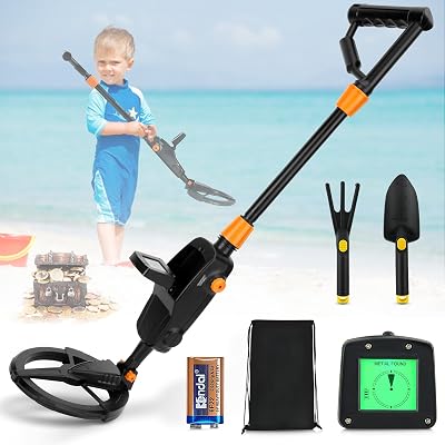 Potuem Kids Metal Detector with LCD Display, Waterproof Search Coil,