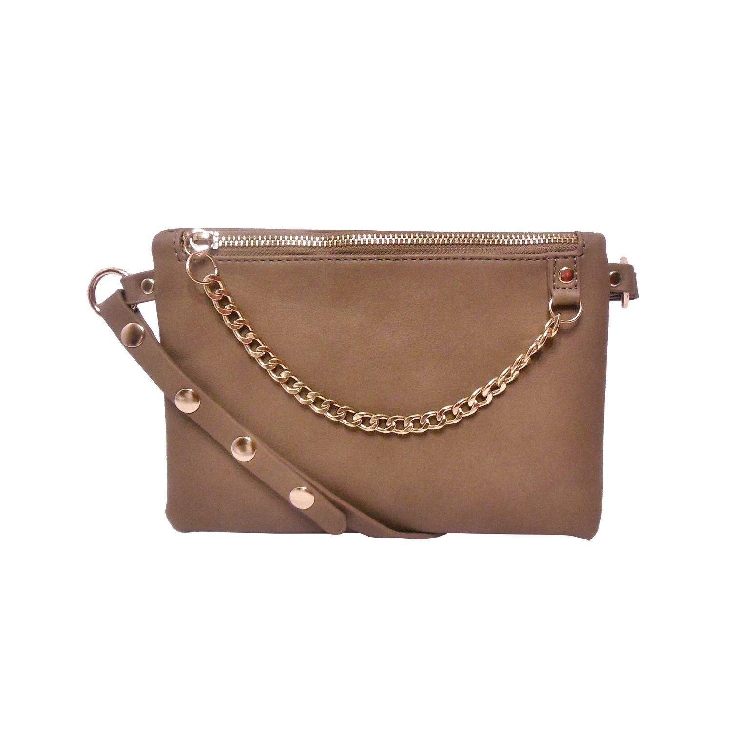 Camel Faux Leather Waist Pack/ Small Belt Bag With Floral Lining