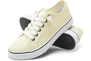 XRH Women Canvas Sneaker Slip On Non Slip Casual Shoes Lace Up Canvas Low Top White Shoes Loafers for Women Fashion Black Sneaker