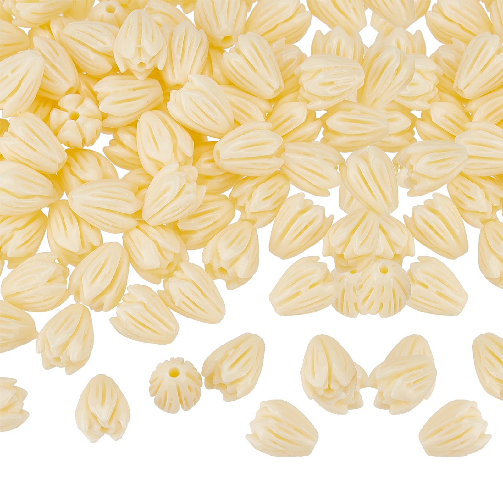 NICENEEDED 100 Pcs Artificial Coral Flower Beads, Jasmine Shell Beads, Cute Jasmine Floral Beads for Jewelry Making Necklace Bracelet Supplies Scrapbooking DIY Crafts Wedding Decors