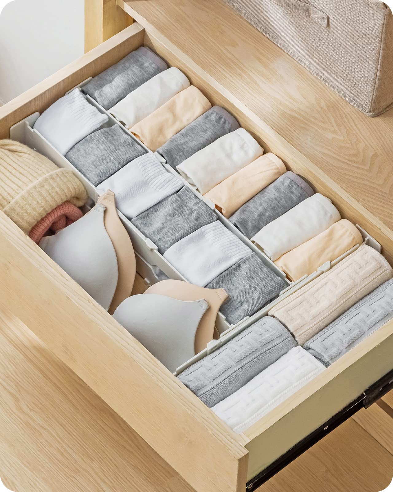 Baffect Drawer Dividers 4 Pack,Dresser Drawer Organizers Separators Expandable 55-32.6cm for Divide Kitchen Utensils Clothes,Multi Kitchen Drawer Organisers for Bathroom Bedroom Office Dresser