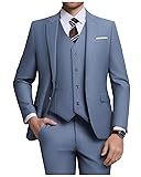 Men's Suits Slim Fit 3 Piece Suit Set Denim Blue