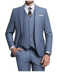 Men's Suits Slim Fit 3 Piece Suit Set Denim Blue
