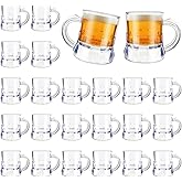 ZZYFGH Mini Beer Mugs, 1 Oz Clear Plastic Shot Glasses Beer Mug with Handles for Party (24 Pieces)