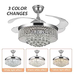WWahuayuan 36" Chandelier Ceiling Fan Light, Modern