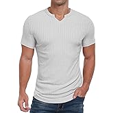 Askdeer Mens Short Sleeve Muscle T Shirt Slim Fit V-Neck Casual Shirt Gym Workout Athletic Tee