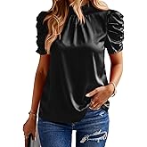 BTFBM Womens Tops 2026 Dressy Casual Blouses Summer Spring Clothes Mock Neck Short Sleeve Shirts Business Work Fall Outfits