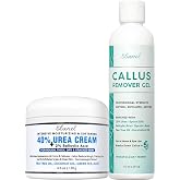 Ebanel Set of Salon Grade Callus Remover for Feet Gel + 40% Urea Foot Cream | Dry Cracked Heel Repair with Salicylic Acid, Epsom Salt, Helps Soften and Smooth Calluses and Rough Skin for Baby-Soft Feet