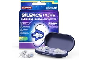 EARHOPE Ear Plugs for Sleeping - Soft Reusable Silicone Ear Plugs for Noise Reduction Earbuds & Focus (35dB), 3D Oval Noise Cancelling Design, Ideal for Side Sleepers - 2 Pairs (S + M/L)