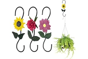 Kitwinney S Hooks for Hanging Plants, Set of 3 Black Metal Plant Hangers, Beautiful and Vivid Plant Hook for Garden Planters, Flower Baskets, Pots, Bird Feeders Outdoor Indoor